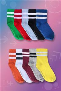 Pofudy Socks Unisex 10'lu Rengarenk Trend Tenis Çorap Seti