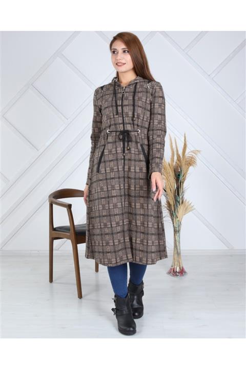 Pracim Moda Kadın Dış Giyim Kaşkorse Fermuarlı Çift Cepli Ve Kapşonlu