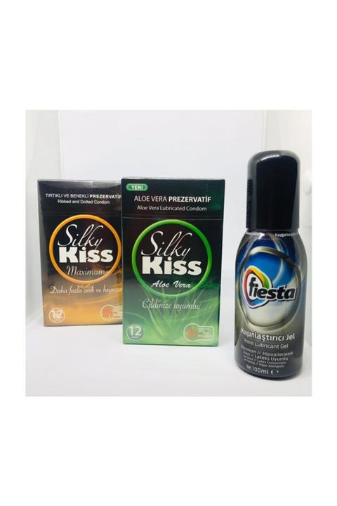 Silky Kiss Karışık 24'lü Prezervatif + Fiesta Kayganlaştırıcı
