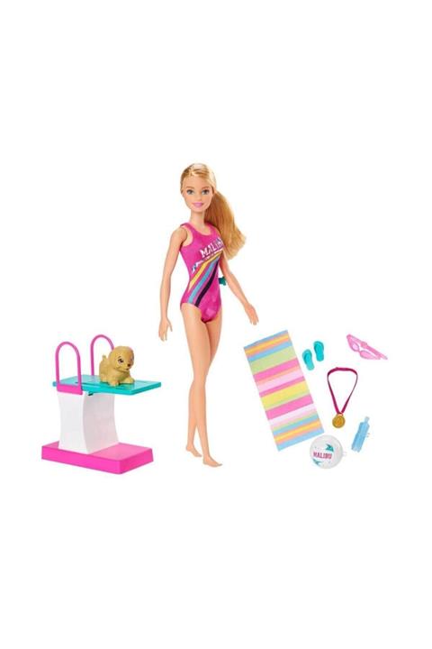 Barbie Bebek Seyahatte Yüzücü Oyun Seti