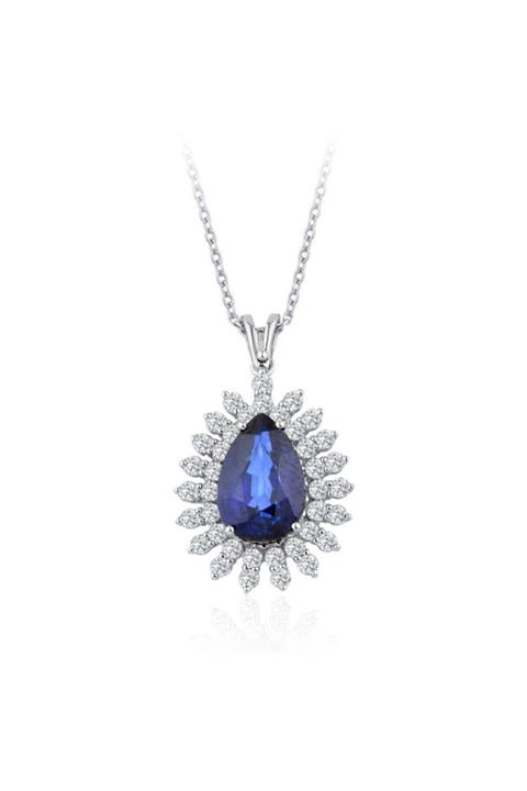 Sembol Gold Kadın 4.65 Ct. Pırlanta Safir Kolye