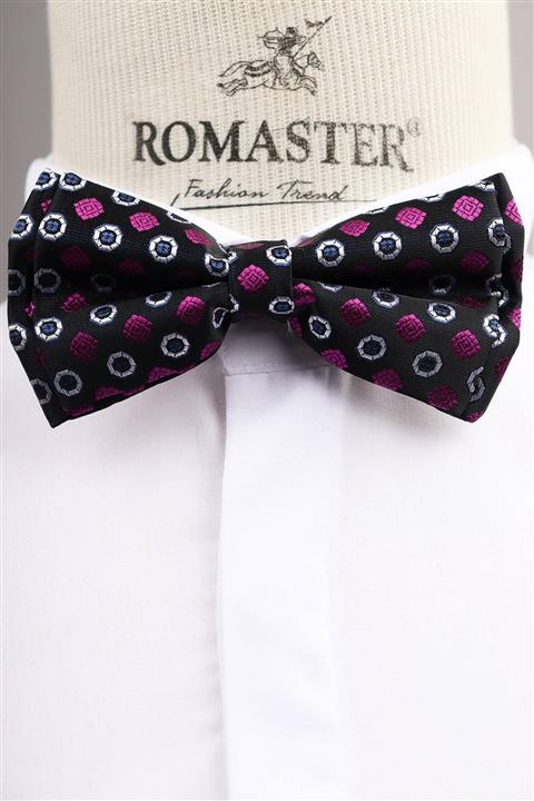 ROMASTER Siyah Renk Desenli Erkek Papyon