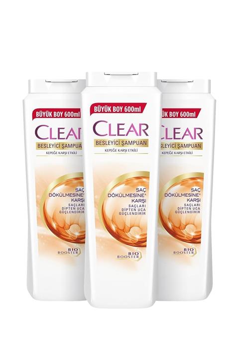 Clear Saç Dökülmesine Karşı Etkili Şampuan 600ml X3 Set.
