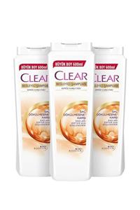 Clear Saç Dökülmesine Karşı Etkili Şampuan 600ml X3 Set.