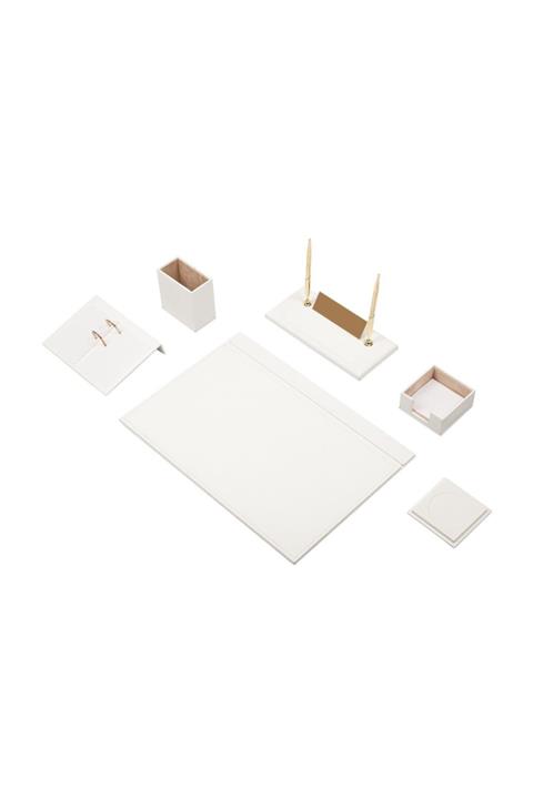 Güner Ofis Deri Sümen Takımı Beyaz 8 Parça