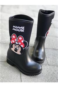 LAURELS Kız Çocuk Siyah Minnie Mouse Yağmur Çizmesi