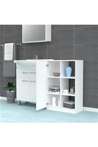 Kenzlife banyo dolabı filat byz 090*060*30 hazır mutfak ofis dolabı kitaplık kapaklı raflı