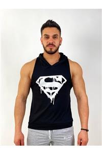 BLACK - Superman Kapşonlu Fitness Atleti