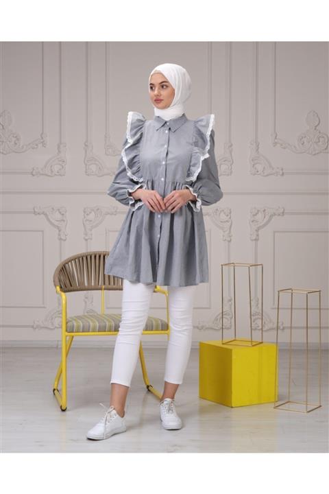 Aranlı tekstil Güpürlü Pötikare Gömlek