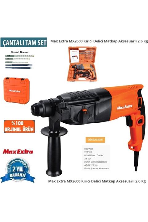 BİTERSE Max-extra Mx2600 Kırıcı Delici Matkap Aksesuarlı 2.6 Kg