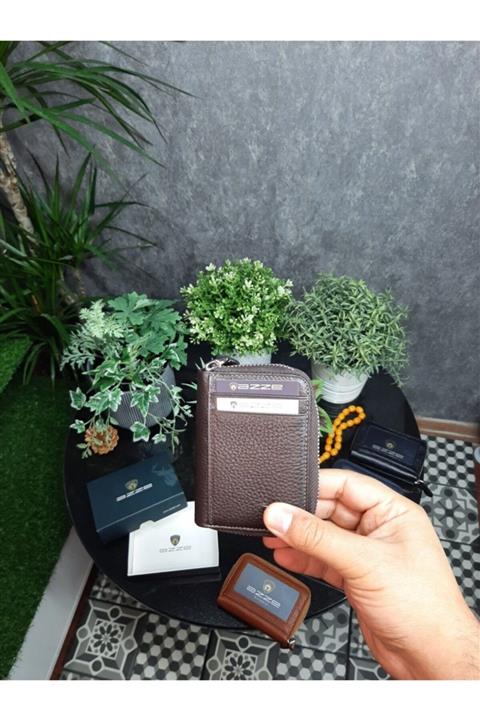 Azze Deri Hakiki Deri Fermuarlı Kartlık 401kd4017 Kahverengi
