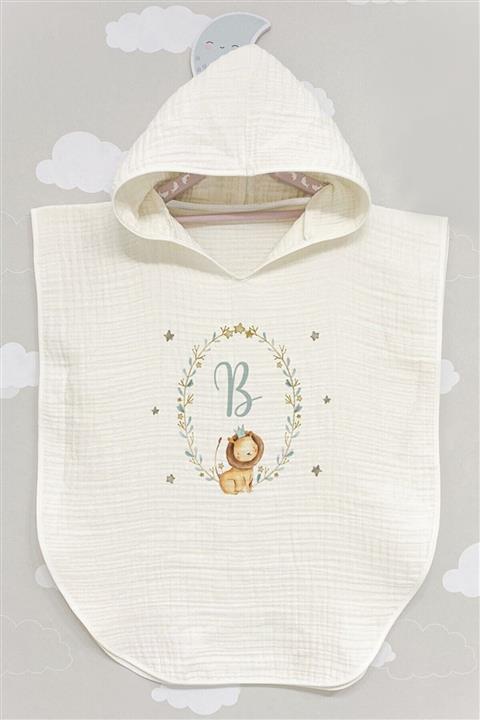 BabyLimon 4 Kat Müslin Kapüşonlu Panço Harf Serisi B Harfi