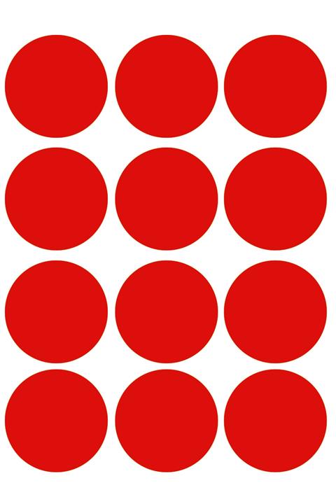 TELLGRAF Fosforlu Kırmızı Renkli Yuvarlak Sticker (2,5X2,5 CM)