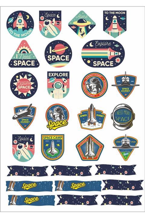 Yıldırım Reklam Uzay Sticker Seti (defter-ajanda-planner-için-uygun)