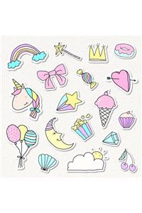 Alaçatı Art Boutiqe Sevimli Pastel Dodle Çıkartmalar Seti 18 Adet Ajanda,planlayıcı,laptop Vs Için Sticker