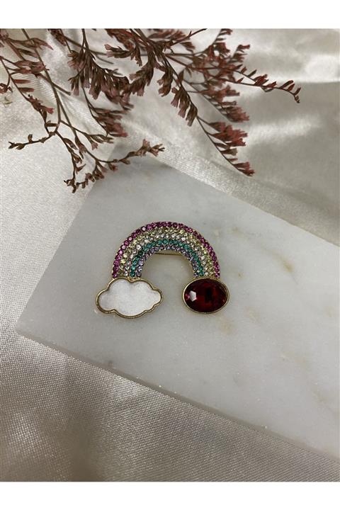 TakıByBegüm Bulutlu Gökkuşağı Broş