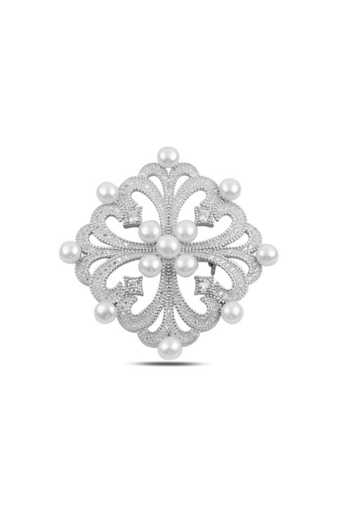 Gümüşhanesilver Inci & Zirkon Taşlı Broş & Kolye Ucu