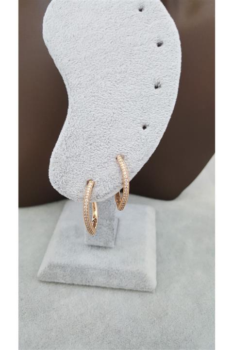 Lenaca Çelik Üzeri Zirkon Taş Işlemeli Royal Model Küpe