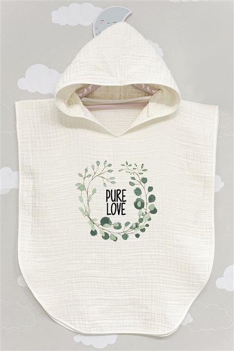 BabyLimon Pure Love 4 Kat Müslin Kapüşonlu Panço For Baby Serisi