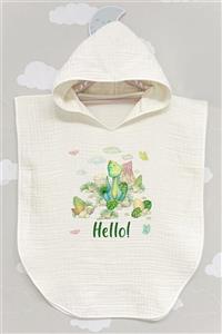 BabyLimon Hello Dino 4 Kat Müslin Kapüşonlu Panço - For Baby Serisi
