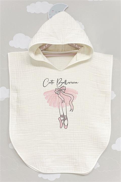 BabyLimon Cute Ballerina 4 Kat Müslin Kapüşonlu Panço For Baby Serisi
