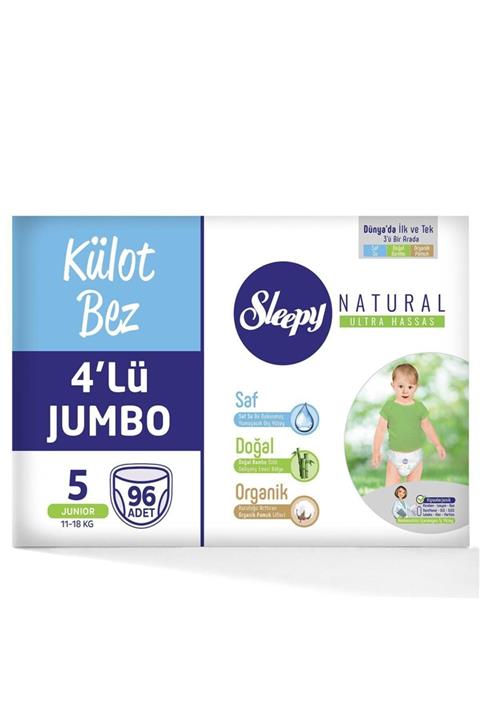 Sleepy Jumbo Natural Külot Bez 4'lü 5 Beden 11-18 kg 96 Adet
