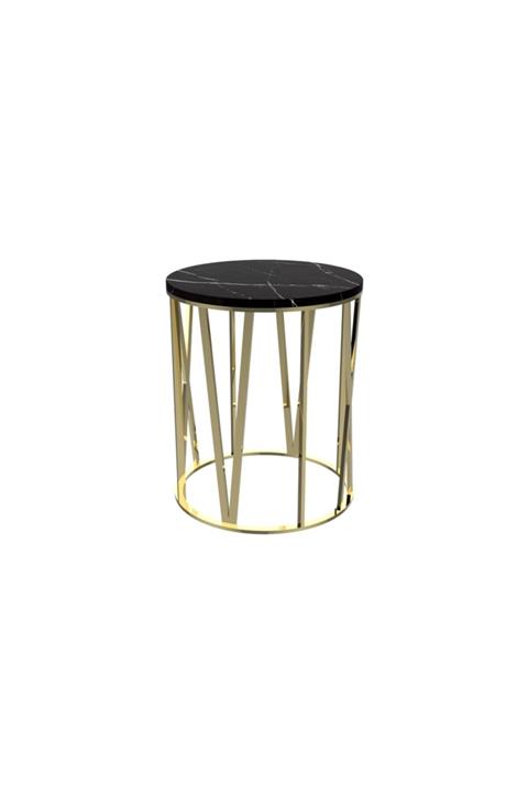 MAKSA Aelda Alexandrette Black Parlak Pirinç Yan Sehpa