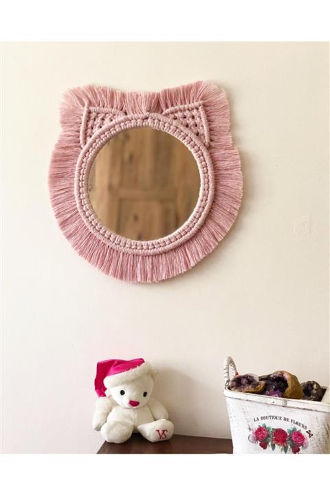 ESSUARE DESİGN Makrome Kedi Çocuk Odası Aynası
