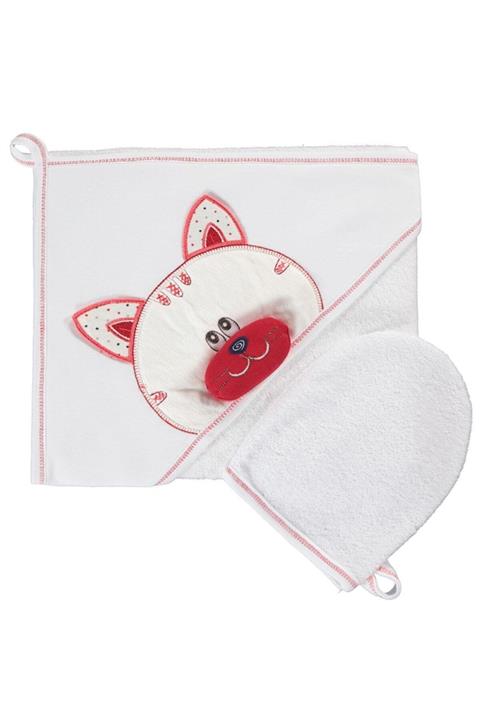 Minidamla Keseli Banyo Havlusu 80x90 Cm Beyaz