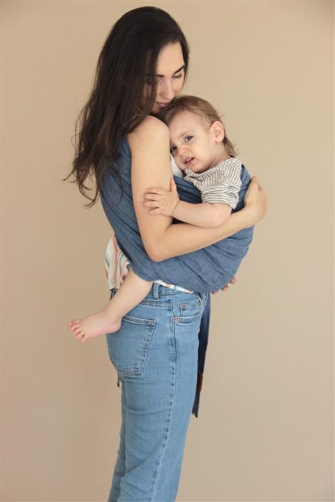 MİNİKKUŞ BABY SLİNG %100 Keten Halka Slıng Jean Mavi
