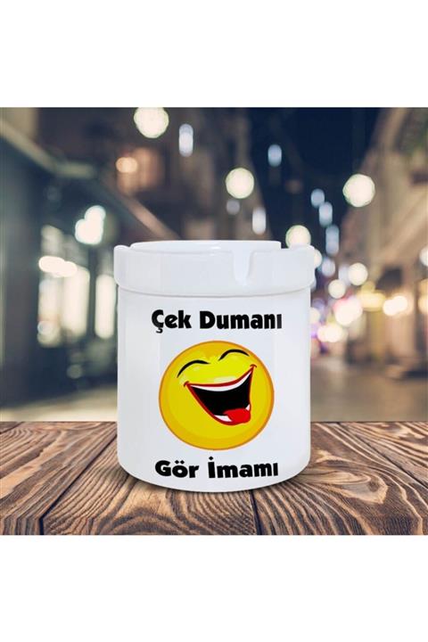 Asilmeydan Çek Dumanı Espirili Gülen Emoji Baskılı Küllük Kül Tablası-30014