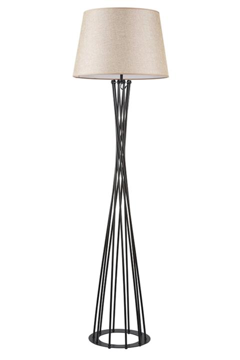 Rsylight Retro Siyah Metal Rustik Köşe Lambası Lambader Krem Başlık 45 Cm Cap