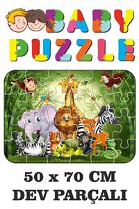 Baskı Atölyesi Sevimli Hayvanlar Dev Parçalı Eğlenceli Puzzle 50x70 Cm