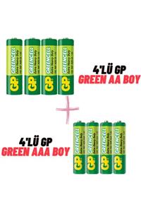 GP Batteries Gp Greencell 4lü Aa Ve 4lü Aaa Extra Heavy Duty Ince/kalem Pil Paketi