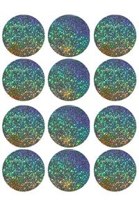 TELLGRAF Işıltılı Hologram Renkli Yuvarlak Sticker (2,5X2,5 CM)