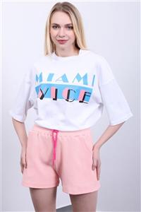 Masorte Miami Vice Baskılı Beyaz T-shirt