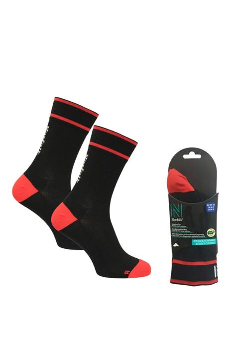 NORFOLK Unisex Siyah Merinos Yünü Bisiklet Çorapları
