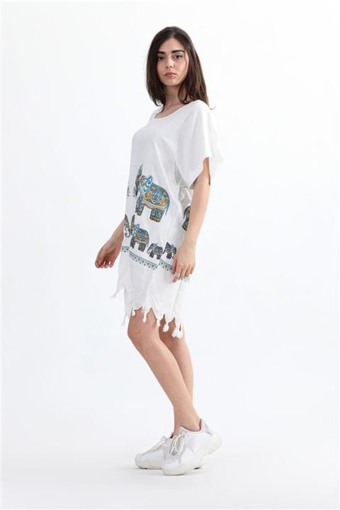 Arven Kadın Beyaz Tunik-pareo