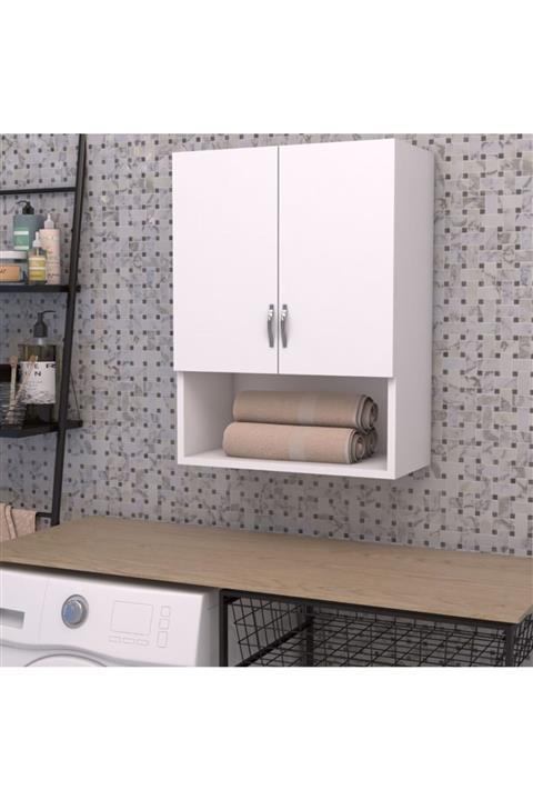 dekorstilim Çamaşır Makine Üstü Mdf Dolap Çok Amaçlı Banyo Dolabı