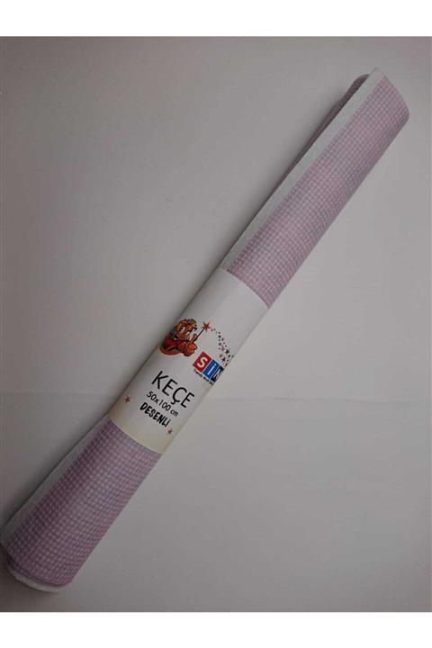Sino Renkli Desenli Keçe-pembe Kare Desenli