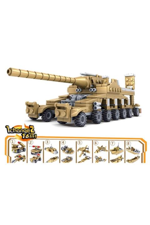 Ebohcaci 544 Adet 16in1 Askeri Tank Gemi Ordu Tuğla Eğitici Oyuncaklar