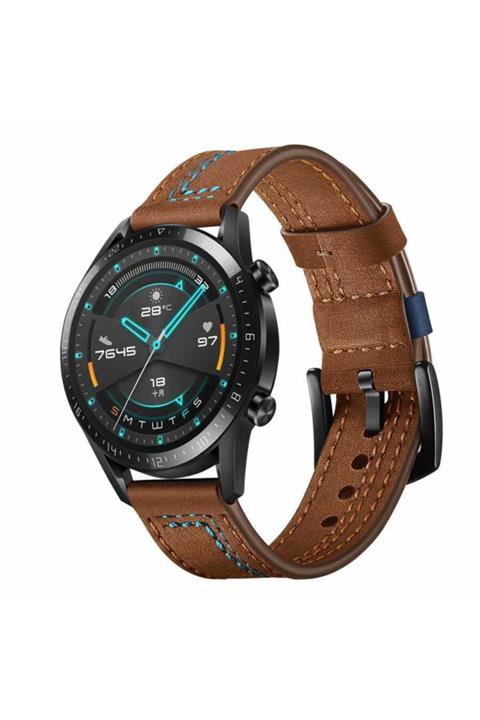 mastersonic Xiaomi Amazfit Gts / Gtr 42mm Tam Uyumlu (20mm) Dişikli Sağlam Deri Tasarım Dayanıklı Kordon
