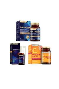 Nutraxin Hidrolize Kolajen Takviyesi 1050 Mg 30 Tablet + Propolis Boğaz Spreyi 30 Ml+c Vitamini 30 Tablet