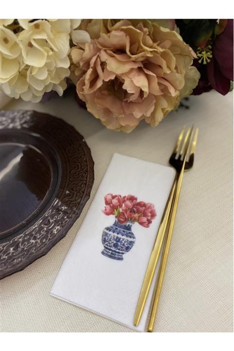 busrasdesign (LALE) Bleu Blanc Kırmızı Lale Sunum Peçetesi 20li