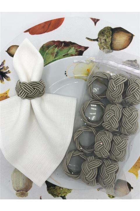 miraç tekstil Peçete Yüzük Halkası 10'lu Set Hasır Model Kum Yeşili