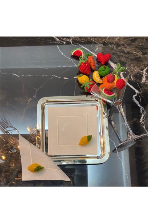 ELİTHOMEDEKOR Beyaz Meyveli Kokteyl Peçetesi 2 Adet