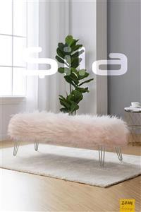 Zem Şila Bench Pembe Peluş - Silver Ayaklı 120 Cm