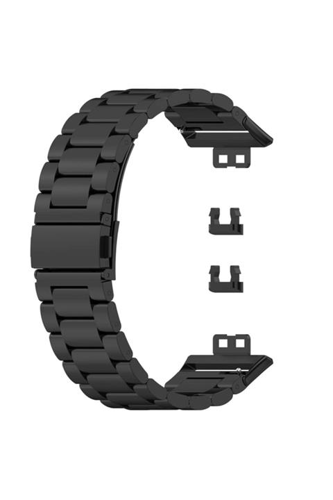 CaseStreet Case Street Huawei Watch Fit Elegant Kordon Metal Sıralı Kordon Siyah