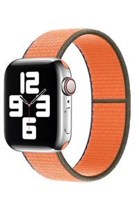 Apple Watch 1 2 3 4 5 6 Se 44 Mm Örgülü Lüks Kordon Kumquat + Popsocket