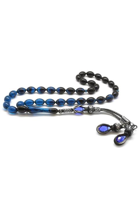 Tesbihane 1000 Ayar Kazaz Püsküllü Arpa Kesim Süzme Mavi Sıkma Kehribar Tesbih 101001842